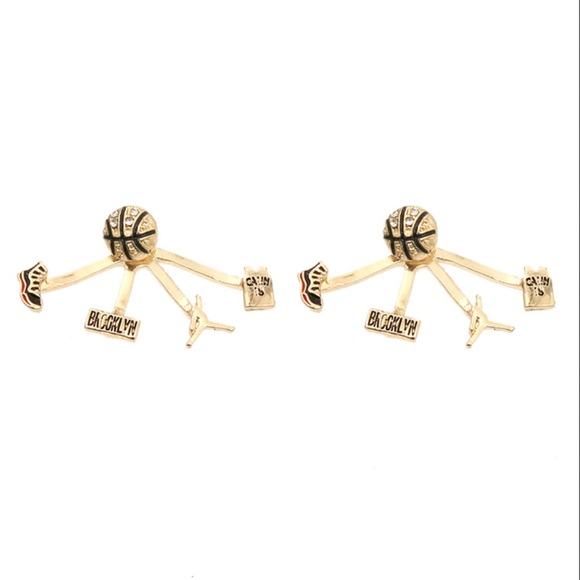 Gold Basketball Earrings - Picture 1 of 2